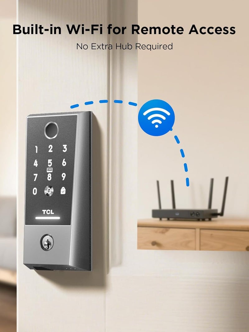 TCL D2 Plus Smart Lock, Fingerprint Door Lock with Keyless Entry Security Electronic Deadbolt for Front Door, Built-in Doorbell, Compatible with Alexa, Auto Lock, Easy Install - Image 3